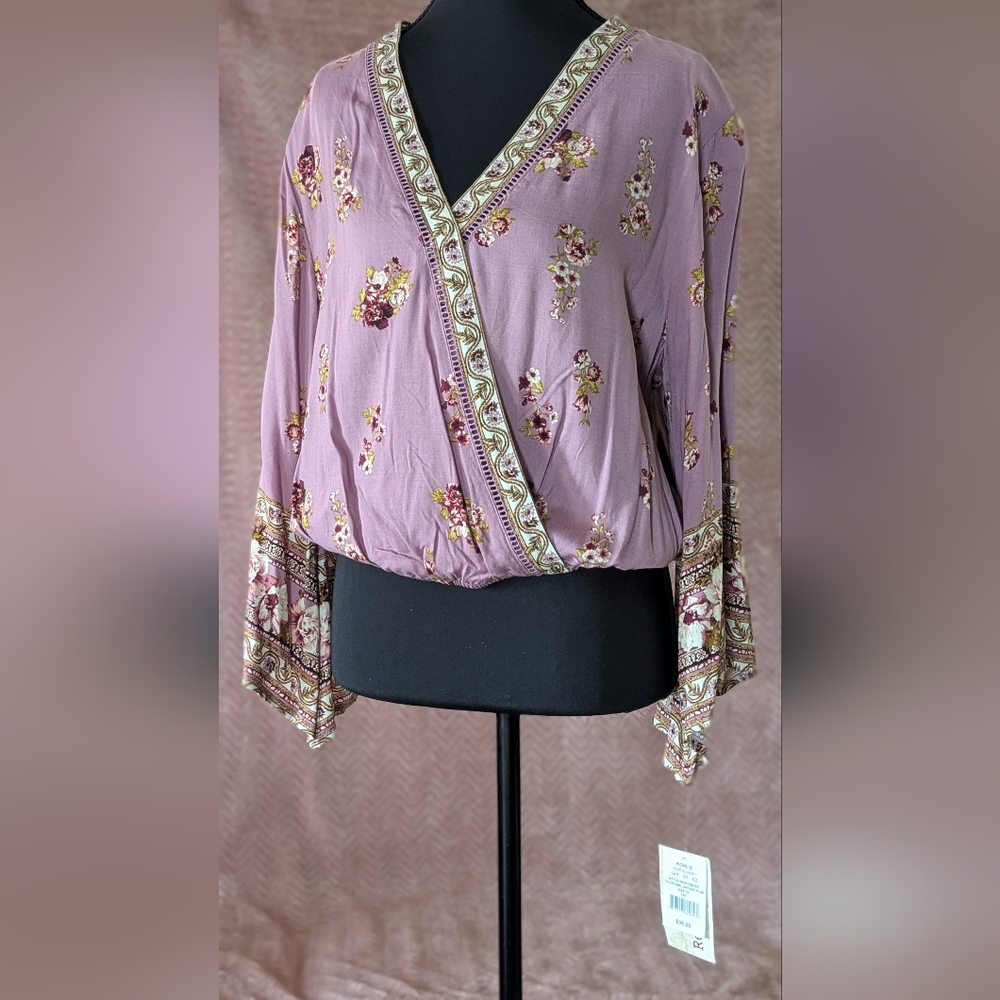 NWT Rewind Women's /Juniors Antique Plum Floral Top - Picture 8 of 8